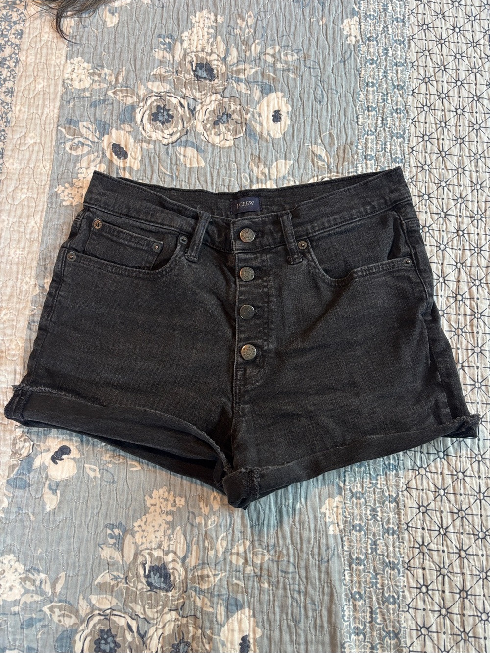 J. Crew Black High-Rise Button-Front Denim Shorts size 28. Like new.
